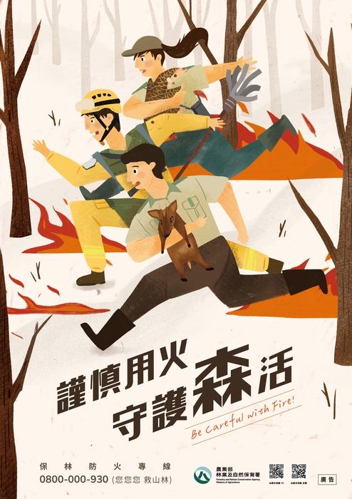Poster B — Use Fire Cautiously to Protect Forest Life